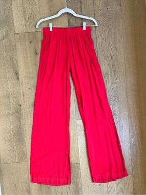 Red wide leg pants- Elegant High-Waist Women's pants